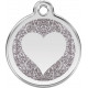 Silver Glitter colour Identity Medal Heart cat and dog, tag