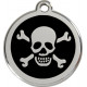 Médailles Identité Noir Onyx Pirate Tête Mort Chien ou Chat