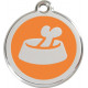 Orange colour Identity Medal Bowl + Bone Angel cat and dog, tag