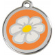 Orange colour Identity Medal Daisy Flowers cat and dog, tag