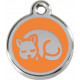 Orange colour Identity Medal Sleepy Cat cat and dog, tag
