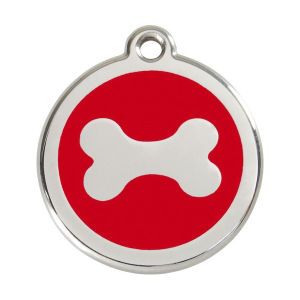 Red colour Identity Medal Bone cat and dog, engraved tag with split