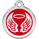 Red colour Identity Medal Angel Wings cat and dog, engraved tag with split
