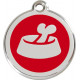 Red colour Identity Medal Bowl and Bone cat and dog, engraved tag with split