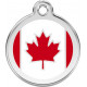 Red colour Identity Medal Canada Flag cat and dog, engraved tag with split