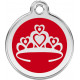 Red colour Identity Medal Princess Crown cat and dog, engraved tag with split Tiara