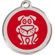 Red colour Identity Medal Funny Dog cat and dog, engraved tag with split