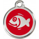 Red colour Identity Medal Fish cat and dog, engraved tag with split