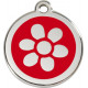 Red colour Identity Medal Flower cat and dog, engraved tag with split