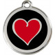 Red colour Identity Medal Black Heart cat and dog, engraved tag with split