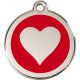 Red colour Identity Medal Heart cat and dog, engraved tag with split