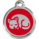 Red colour Identity Medal Sleepy Cat cat and dog, engraved tag with split
