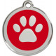 Red colour Identity Medal Paw cat and dog, engraved tag with split