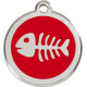 Red colour Identity Medal Fishbone cat and dog, engraved tag with split
