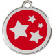 Red colour Identity Medal Sky Stars cat and dog, engraved tag with split