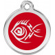 Red colour Identity Medal Tribal tattoo cat and dog, engraved tag with split