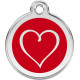 Red colour Identity Medal Heart cat and dog, engraved tag with split