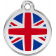 Red colour Identity Medal English Flag cat and dog, engraved tag with split