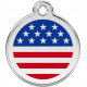 Red colour Identity Medal USA America Flag cat and dog, engraved tag with split
