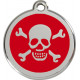 Red colour Identity Medal Pirate cat and dog, engraved tag with split