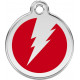 Red colour Identity Medal Flash Lightening cat and dog, engraved tag with split