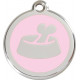 Pink colour Identity Medal Bowl cat and dog, engraved security tag