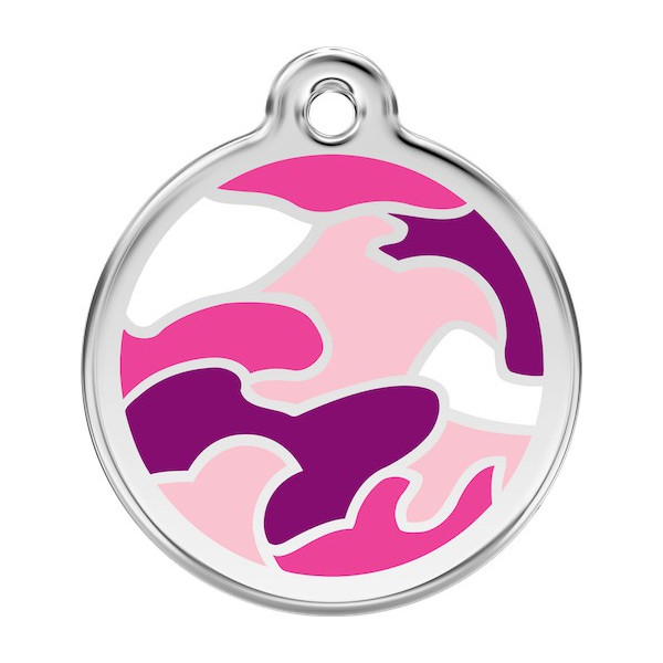 Pink colour Identity Medal Camouflage cat and dog, engraved security tag