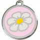 Pink colour Identity Medal Daisy Flower cat and dog, engraved security tag