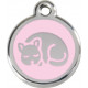 Pink colour Identity Medal Sleepy Cat cat and dog, engraved security tag