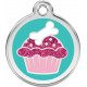 Pink colour Identity Medal Cup-Cake cat and dog, engraved security tag