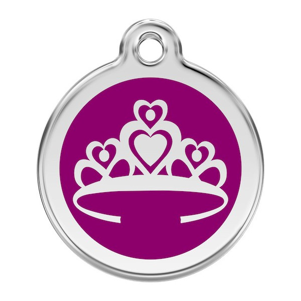 Princess Crown Identity Medal purple cat and dog, tag