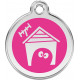 Dog House Identity Medal fuchsia pink. Cat dog tag Kennel