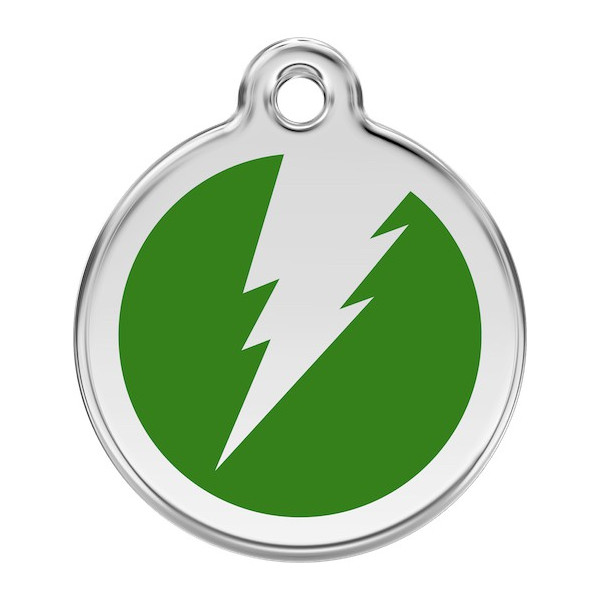 Flash Lightening Identity Medal Green cat and dog, tag