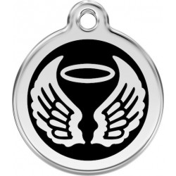 Angel Wings Identity Medal black cat and dog, tag, biker