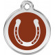 Horseshoe Identity Medal brown chocolate cat and dog, color engraved tag, iron horse