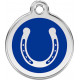 Horseshoe Identity Medal Navy blue cat and dog, color engraved tag, iron horse