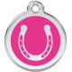 Horseshoe Identity Medal Fuschia Pink cat and dog, color engraved tag, iron horse