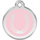 Horseshoe Identity Medal Sweet Pink cat and dog, color engraved tag, iron horse