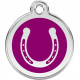 Horseshoe Identity Medal purple cat and dog, color engraved tag, iron horse