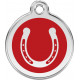 Horseshoe Identity Medal red cat and dog, color engraved tag, iron horse