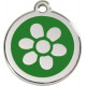 Flower Identity Medal green cat and dog, engraved iron tag