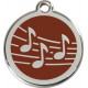 Music Notes Identity Medal brown chocolate cat and dog, engraved iron tag, musical notations musician