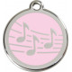 Music Notes Identity Medal sweet pink cat and dog, engraved iron tag, musical notations musician