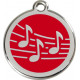 Music Notes Identity Medal red cat and dog, engraved iron tag, musical notations musician