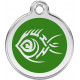 Tribal Tattoo Identity Medal green cat and dog, engraved iron tag