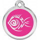 Tribal Tattoo Identity Medal fuschia pink cat and dog, engraved iron tag
