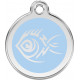 Tribal Tattoo Identity Medal light blue cat and dog, engraved iron tag