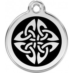 Celtic Tattoo Identity Medal black cat and dog, engraved iron tag