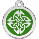 Celtic Tattoo Identity Medal green cat and dog, engraved iron tag