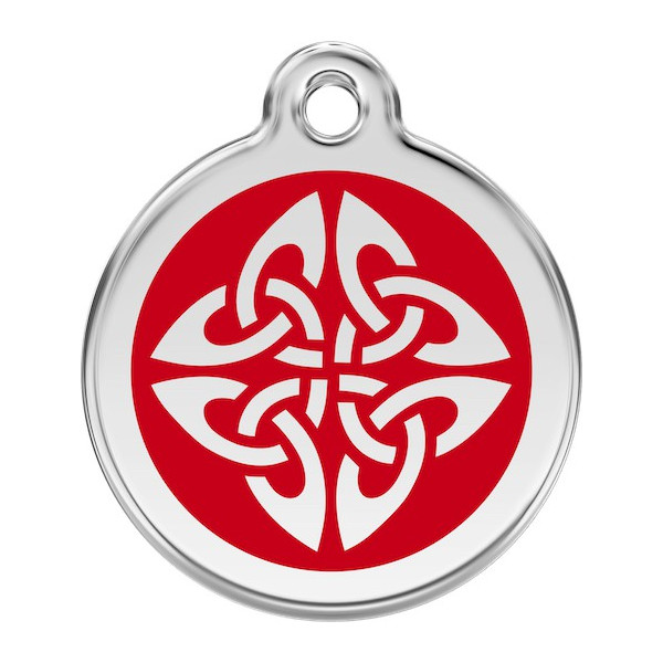 Celtic Tattoo Identity Medal red cat and dog, engraved iron tag